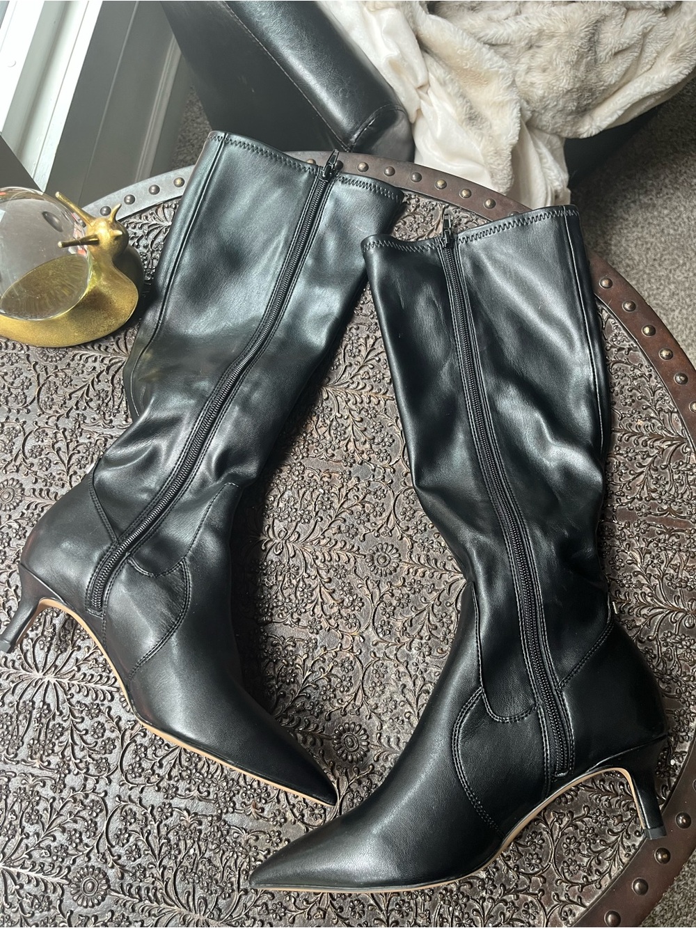 NEW FRANCO SARTO KERRY TALL KITTEN HEEL BLACK BOOTS 6 - Picture 12 of 13